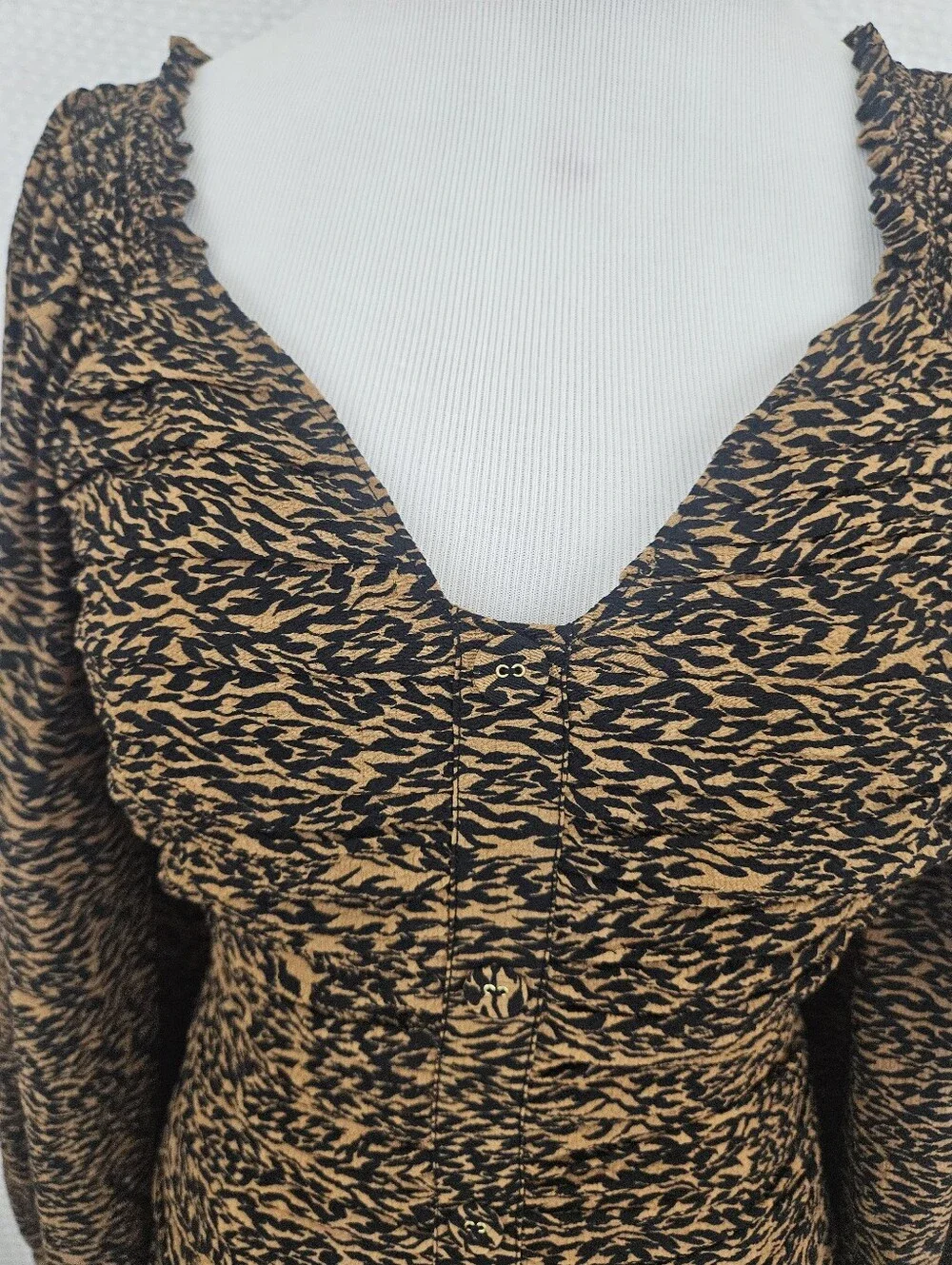 Ted Baker London Wyatte Ruched Bodycon Mini Dress Long Sleeve Animal Print XS/1 - Picture 3 of 10